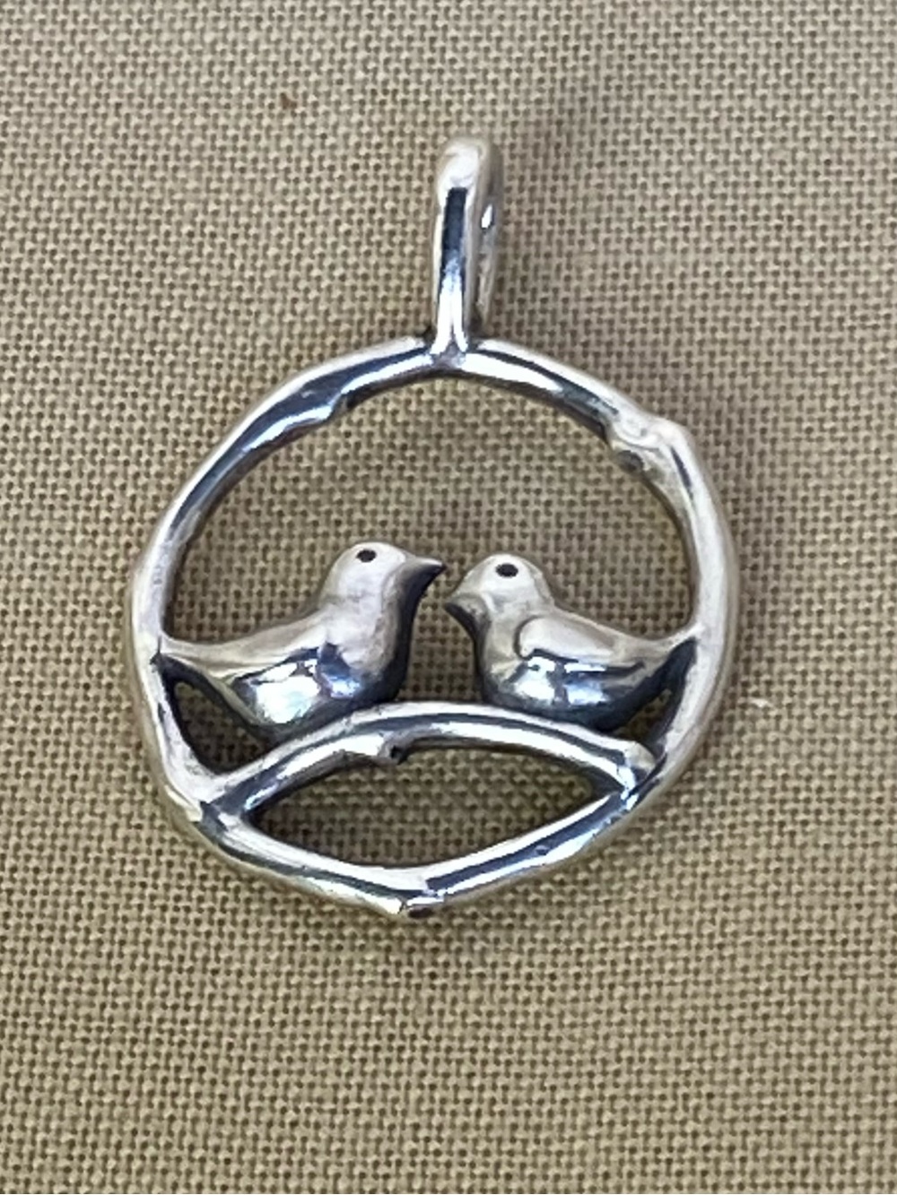Retired sterling silver James Avery Love Birds Pendant